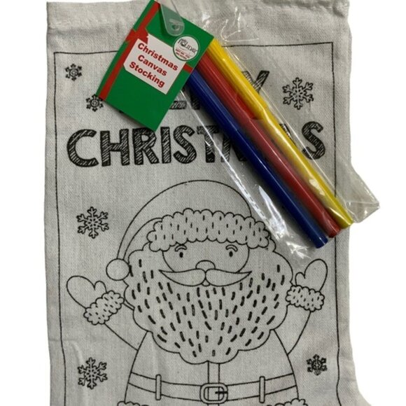 Christmas Stocking Color Your Own Canvas Fabric Stocking With Markers 15 inches - Picture 4 of 11